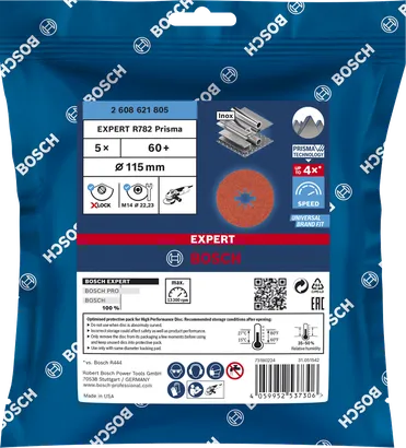 Disco de fibra Bosch EXPERT R782 Prisma X-LOCK 115 mm.